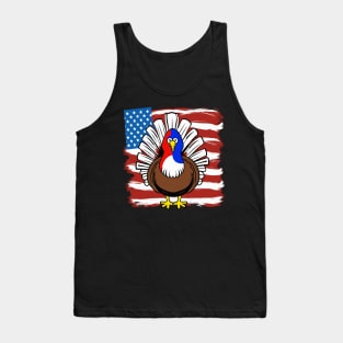 Thanksgiving patriotic turkey with american flag Tank Top